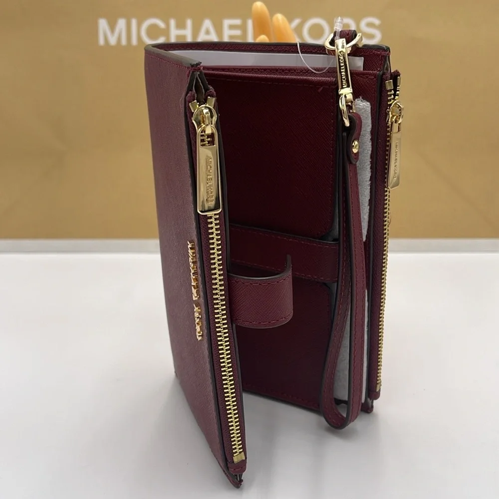 Michael Kors Jet Set Travel Large Double Zip Wristlet Wallet Phone Holder NWT